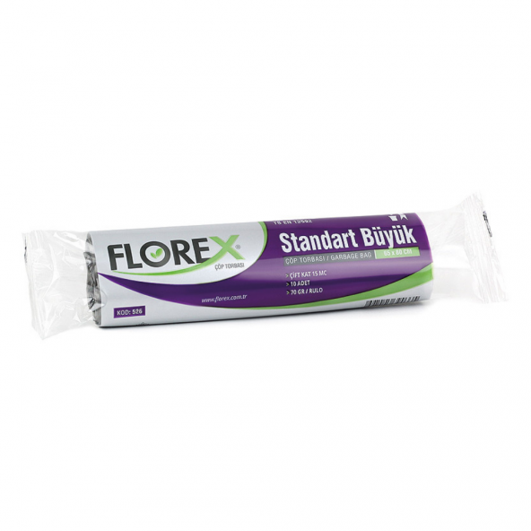 Florex Standart Büyük Boy Çöp Torbası 65x80 Cm 10lu Rulo Siyah ürün görseli 1