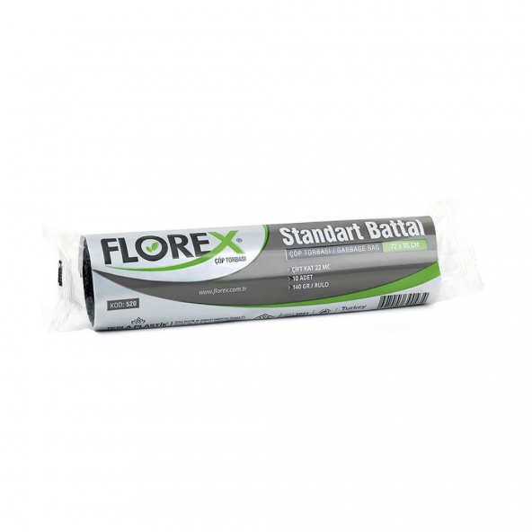 Florex Standart Battal Boy Çöp Torbası 72x95 Cm 10lu Rulo Siyah ürün görseli 1