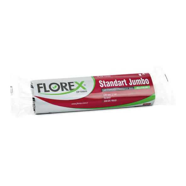 Florex Standart Jumbo Boy Çöp Torbası 80x110 Cm 10lu Rulo Siyah ürün görseli 1