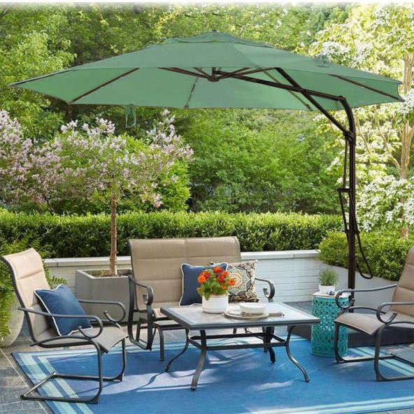 GUNBO OUTDOOR 3 Mt Katlanir Bahce Teras Balkon Şemsiyesi Gölgelik Muz Ampul Şemsiye Eğilebilen Sallanır Şemsiye ürün görseli 1