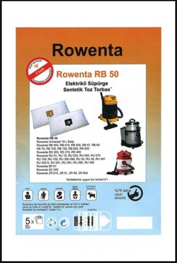 ROWENTA-CONTİ-ESEM-DURU ESKİ MODEL KAZANLI SÜPÜRGE TORBOSI 10 ADET ürün görseli 1