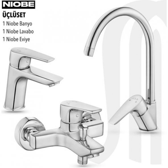 Eca Niobe Banyo, Niobe Eviye, Niobe Lavabo Bataryası Üçlü Set. ürün görseli 1