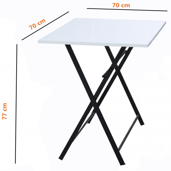 Kare Beyaz Balkon Bahçe Çalışma Mutfak Masası 70x70cm ürün görseli 1