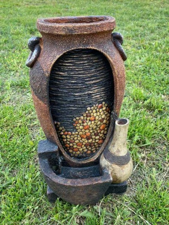 Ledli Kırık Vazo Görünümlü Dekoratif Şelale 35x17x14cm DW72125 - Masaüstü Şelale ürün görseli 1