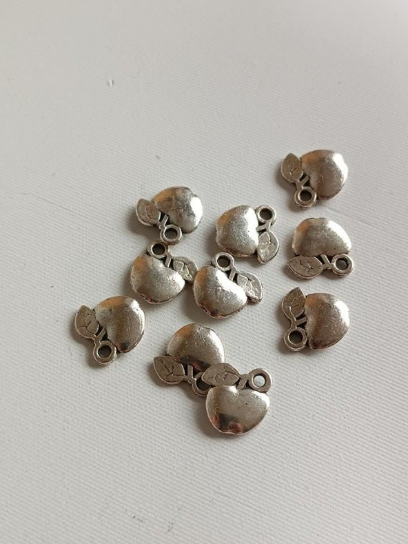 Elma Metal Çinko Alaşım Kolye Ucu 11x2mm 10 Adet Gri ürün görseli 1