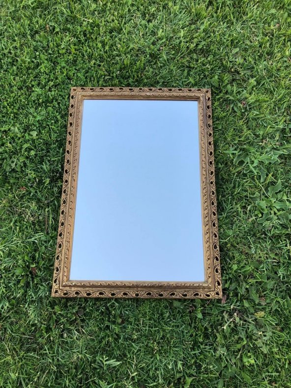 Vintage Plastik Çerçeveli Oyma Desenli Ayna 48x68cm - Dekoratif Ayna ürün görseli 1