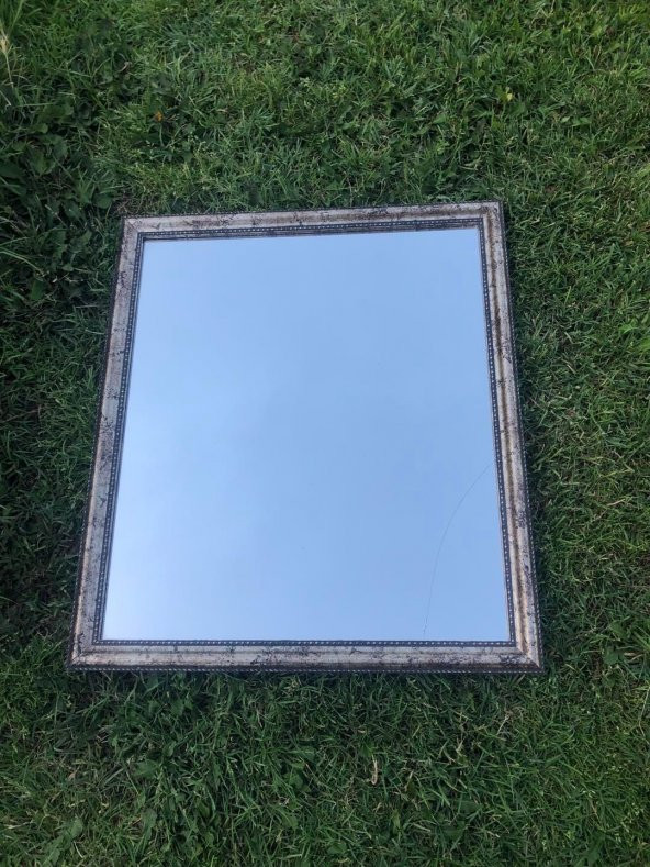 Vintage Plastik Çerçeveli Desenli Ayna 58,5x67,5cm Hasarlı - Dekoratif Ayna ürün görseli 1