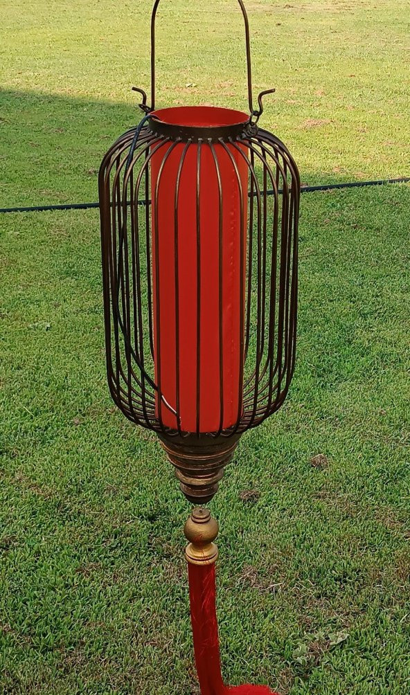 Dekoratif Metal Ahşap Sarkıt Avize Kırmızı 68 cm ürün görseli 1