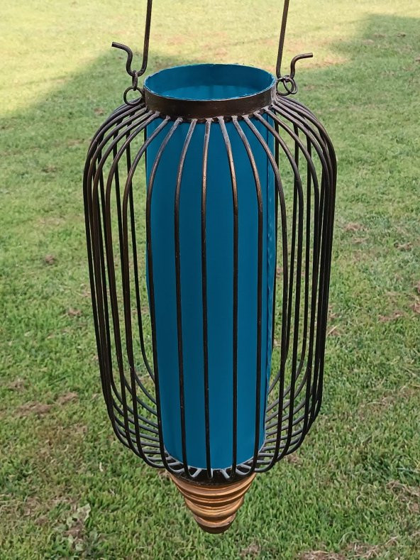 Dekoratif Metal Ahşap Sarkıt Avize Yeşil 68 cm ürün görseli 1