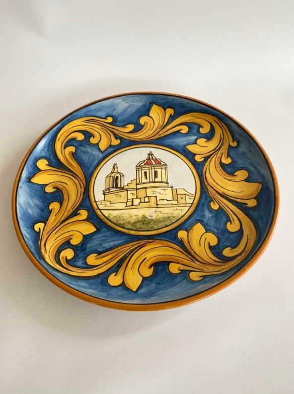 El Yapımı Damgalı Dekoratif Seramik Duvar Tabağı 32cm ürün görseli 1