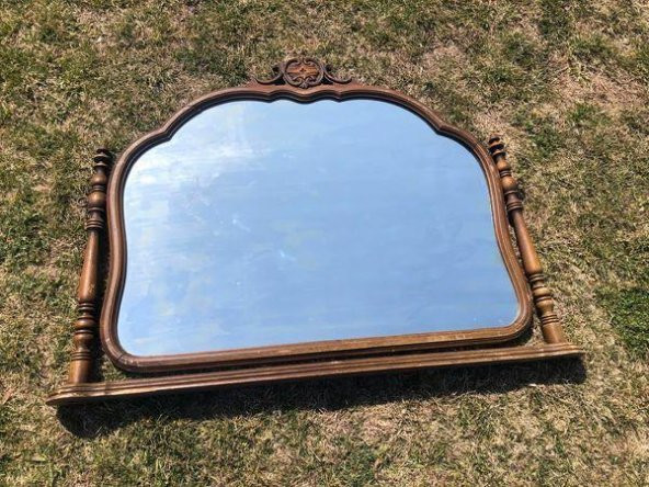 Vintage Oymalı Şifoniyer Aynası 100x85 cm - Dekoratif Standlı Ayna ürün görseli 1