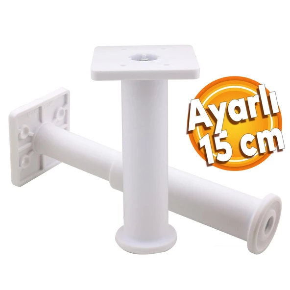 Ayarlanabilir Kare Mobilya Kanepe Koltuk Baza Destek Yükseltici Yükseltme Ayağı 15 Cm Beyaz Ayakları ürün görseli 1