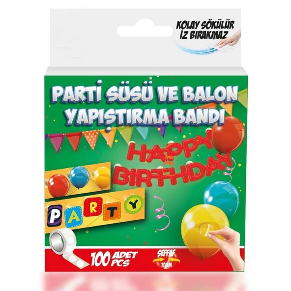Parti Süsü ve Balon Yapıştırma Bandı Kolay Sökülür İz Bırakmaz Şeffaf 100AD ürün görseli 1
