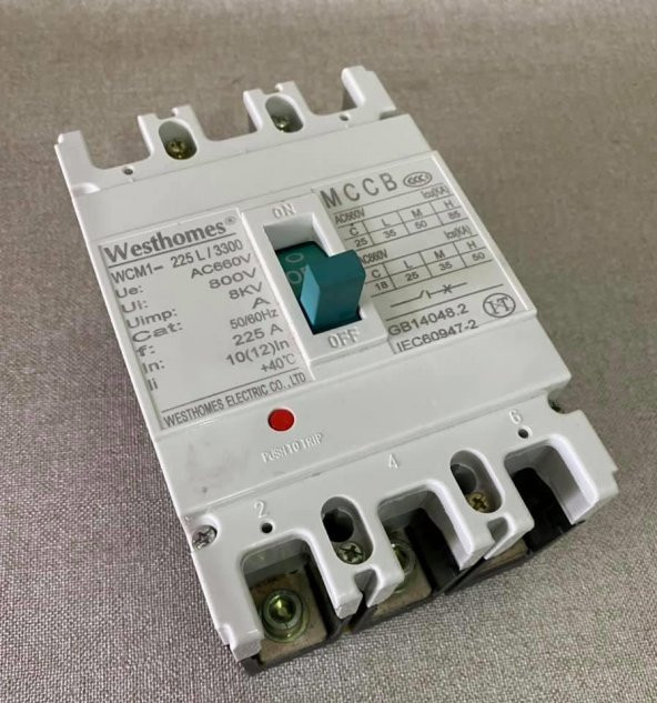 Westhomes 225A 8Kv Kaçak Akım Korumalı Şalter WCM1-225L/3300 ürün görseli 1