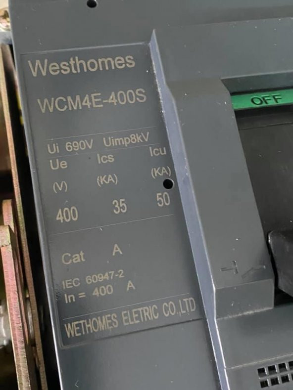 Westhomes 400A 8kV Kaçak Akım Korumalı Şalter WCM4E-400S - Resim 2