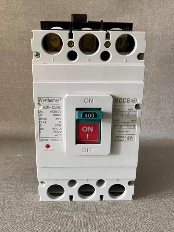Westhomes 400A 8kV Kaçak Akım Korumalı Şalter WCM1-400L/3300 Bağlantı Aparatlı ürün görseli 1