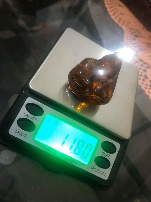 DOĞAL KAYA DAMLA KEHRİBAR KOLYE UCU OTANTİK GÜMÜŞ APARATLI 11,8 Gram ürün görseli 1