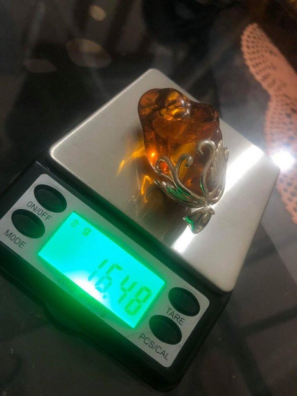 DOĞAL KAYA DAMLA KEHRİBAR KOLYE UCU OTANTİK GÜMÜŞ APARATLI 16,48 Gram ürün görseli 1