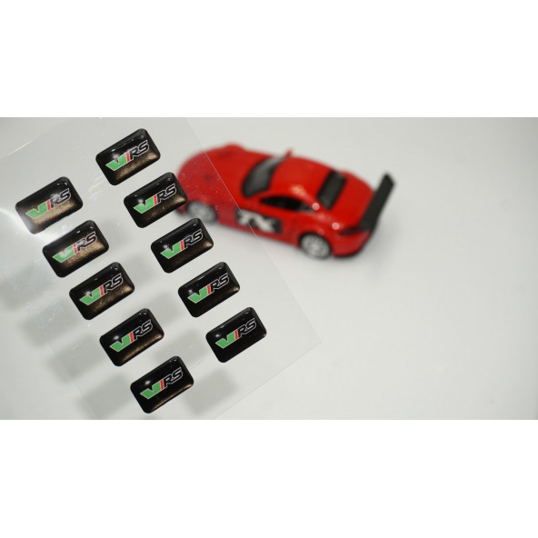 Skoda VRS Logo 3D Cam Açma Torpido Konsol Ayna Çıkartma Seti ürün görseli 1