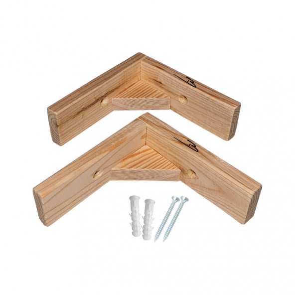 Barış Dizayn Doğal Ahşap Duvar Raf Ayağı 11x11cm Dayanıklı 90 Derece (2li set) ürün görseli 1
