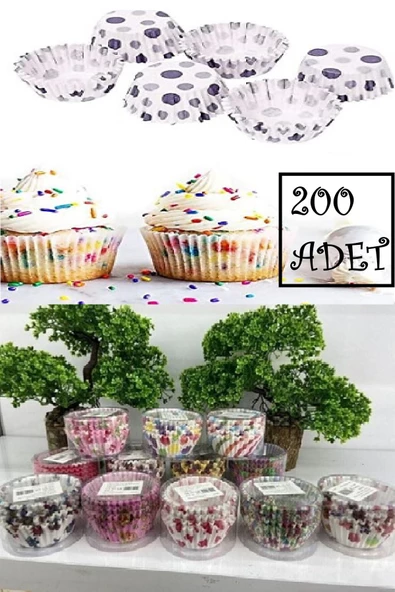 200'lü Muffin Kağıdı Kek Kalıbı Desenli ürün görseli 1