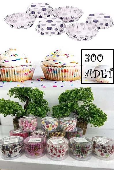 300'lü Muffin Kağıdı Kek Kalıbı Desenli ürün görseli 1