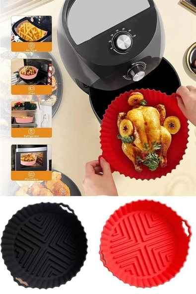 20 Cm Yuvarlak Airfryer Silikon Pişirme Kalıbı - Hava Fritözü Kalıbı ürün görseli 1