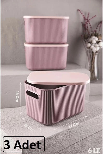 3 Adet Storage 6lt Mürdüm Çok Amaçlı Dolap Içi Düzenleyici Kapaklı Kutu, Dekoratif Kutusu ürün görseli 1