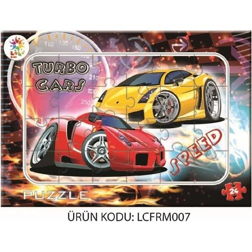 Laço Kids Turbo Cars Frame Puzzle 24 Parça Çocuklar İçin Yapboz ürün görseli 1