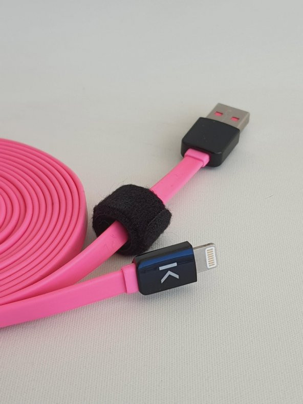 The Kase Lightning Şarj Data Kablosu 3mt Pembe - Resim 5