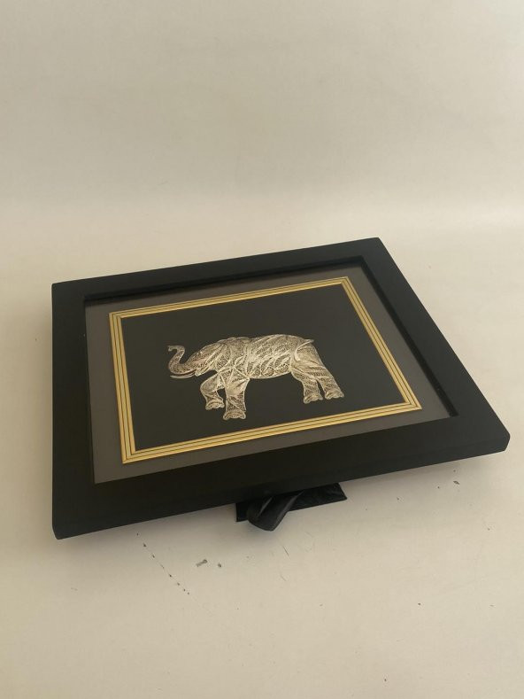 El İşçilikli Telkari Fil Tablo 33x28 cm - Resim 2