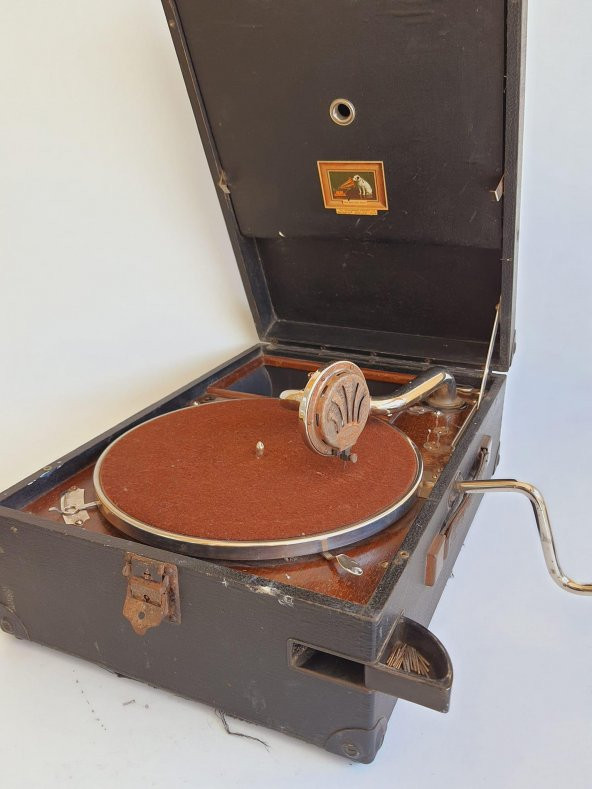 His Master's Voice Antika Çanta Gramofon 082 - Resim 7