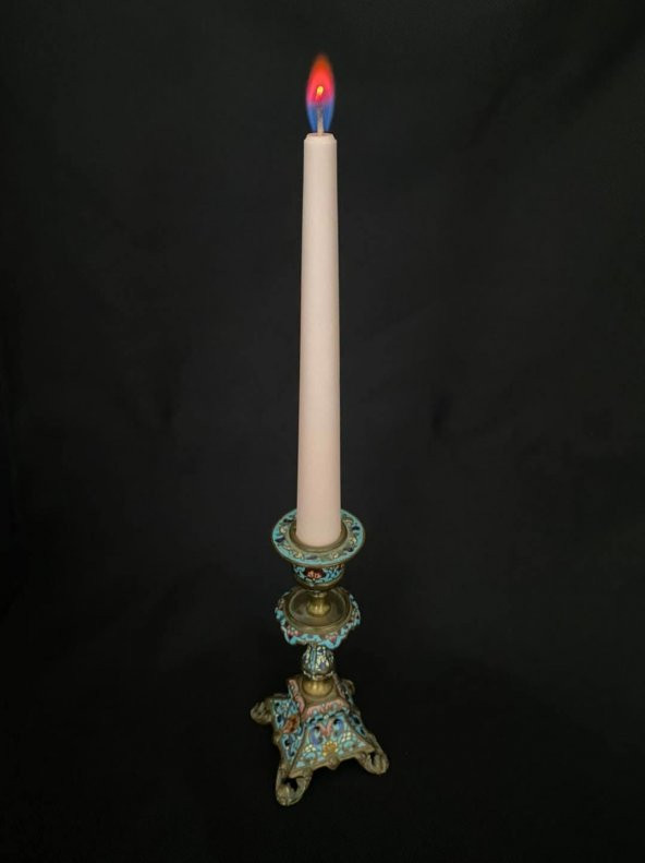 Çift Renkli Alevli Şamdan Mumu 20 cm (Pembe) - Resim 3