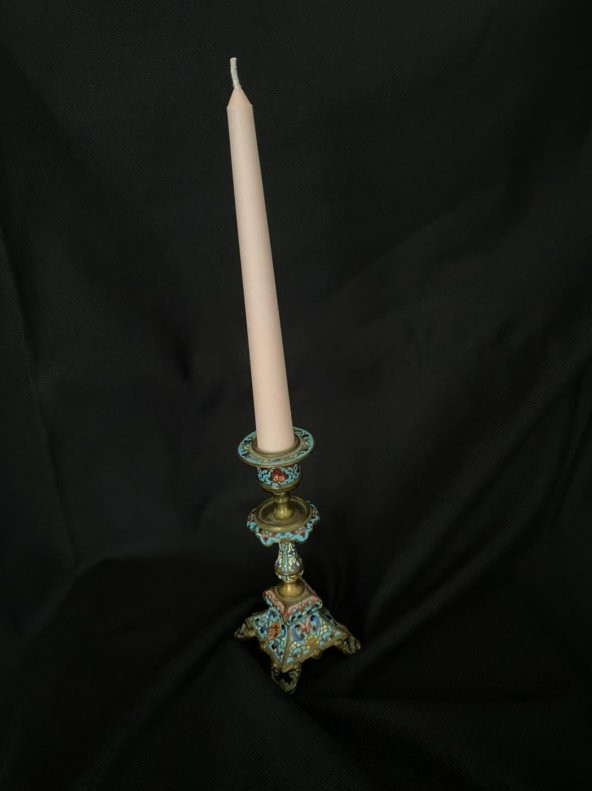 Çift Renkli Alevli Şamdan Mumu 20 cm (Pembe) - Resim 5