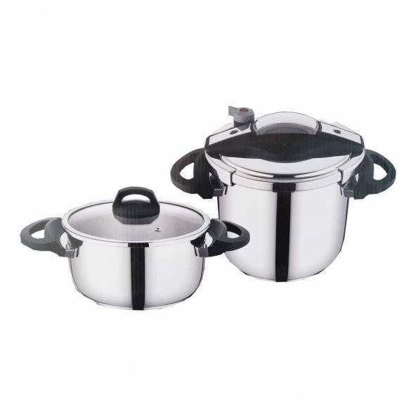Falez Twist Cook 4+7 Litre Düdüklü Tencere Seti Siyah Gri TWC-1001 ürün görseli 1