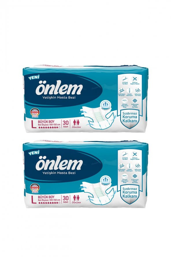 Önlem Tekstil Yüzeyli Belbantlı Büyük Boy L 30'lu 2 Adet Hasta Bezi ürün görseli 1