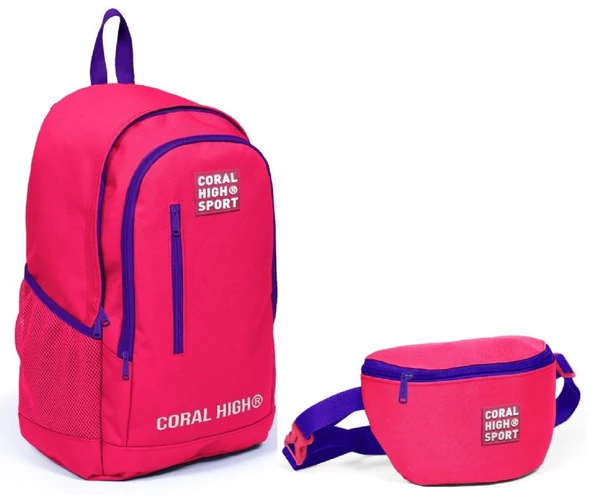 Coral High Sport Neon Mercan İlkokul Ortaokul Lise Çanta Seti ürün görseli 1