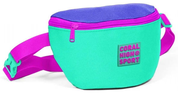 Coral High Sport Su Yeşili-Pembe İki Bölmeli Bel Çantası ürün görseli 1