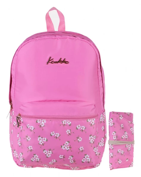 Kaukko Soft Floral Pembe Çiçekli Ortaokul Lise ve Günlük Sırt Çanta Seti ürün görseli 1
