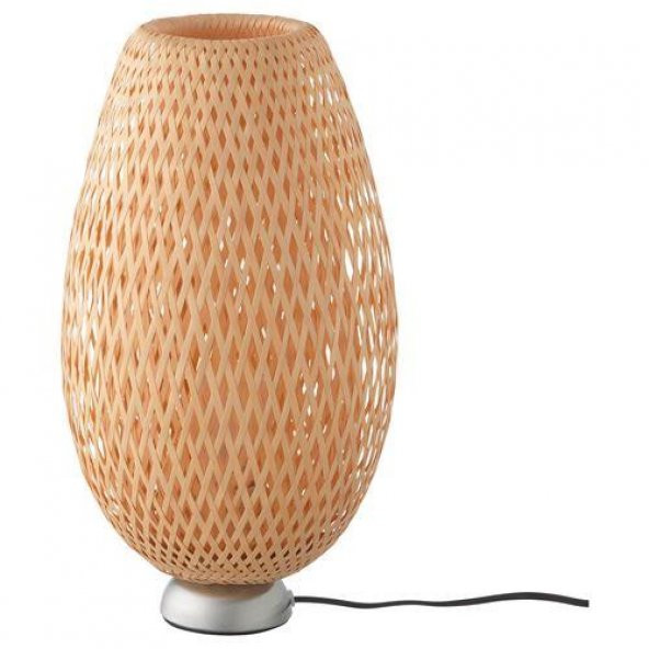 Bambu Natural Abajur MeridyenDukkan 40 Cm Bambu Örgü Oval Abajur ürün görseli 1