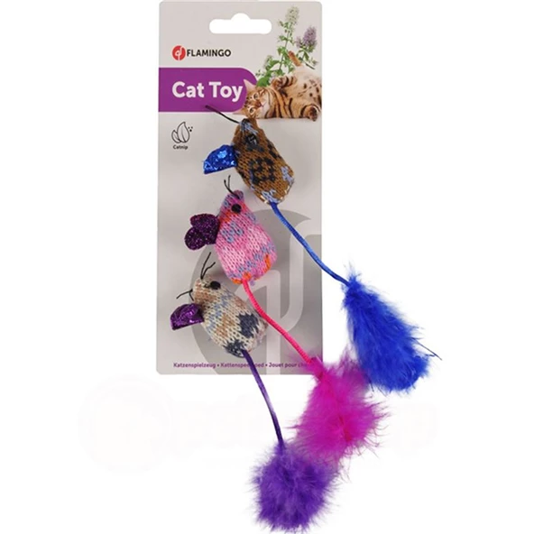 Flamingo Mohaire Tüylü Fare 3 lü Kedi Oyuncağı ürün görseli 1