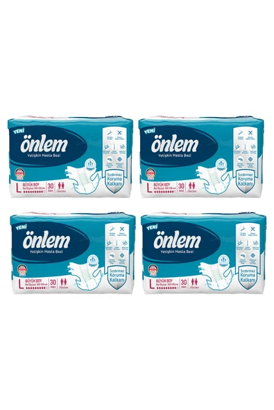 Önlem Tekstil Yüzeyli Belbantlı Büyük Boy L 30'lu 4 Adet Hasta Bezi ürün görseli 1