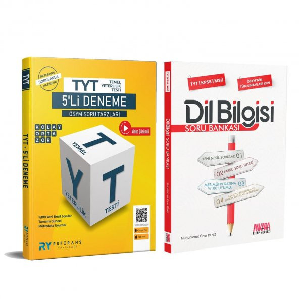 Referans TYT 5 li Deneme ve AKM Dil Bilgisi Soru Bankası Seti 2 Kitap ürün görseli 1