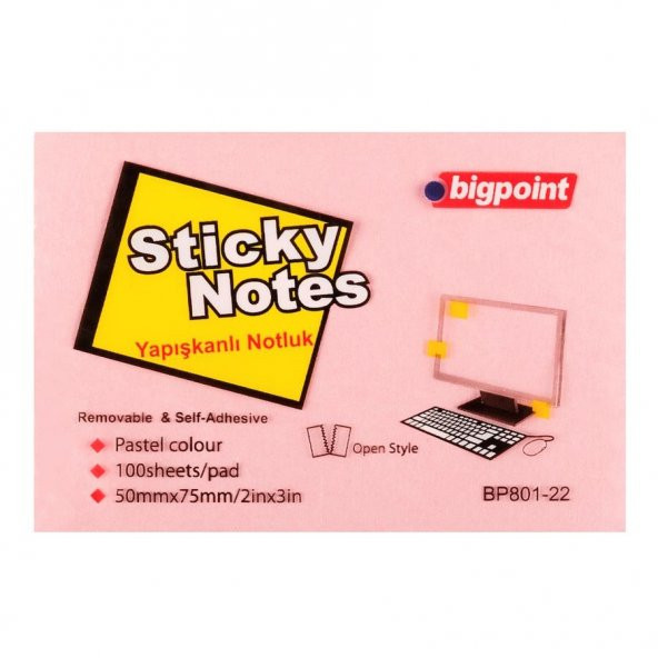 BIGPOINT YAPISKANLI KAGIT 50x75 PEMBE 1 LI(801) ürün görseli 1