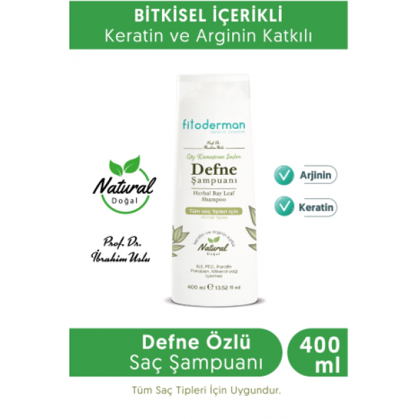 Fitoderman Defne Özlü ,Keratin, Arginin, Biotin Katkılı Dökülme Karşıtı Bitkisel Defne Şampuanı ürün görseli 1