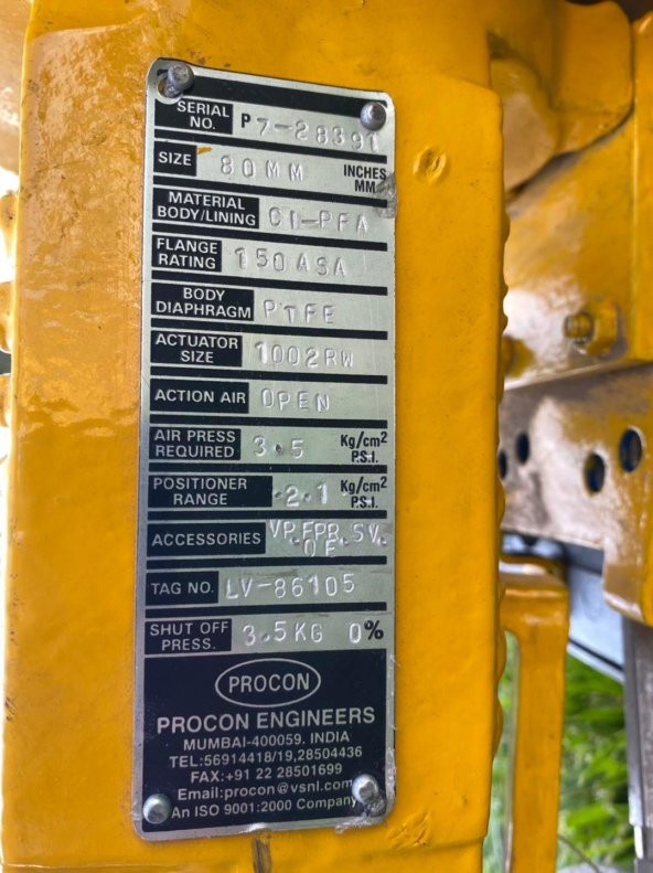 Procon Engineers Pnömatik Diyafram Aktüatör Valf 2. El - Resim 8