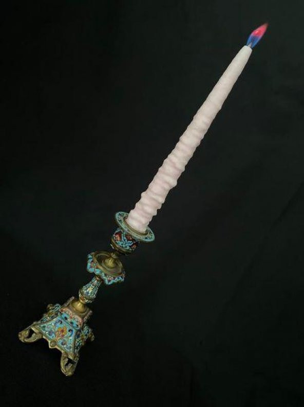 Çift Renkli Alevli Kar Masalı Şamdan Mumu 20 cm (Pembe) ürün görseli 1