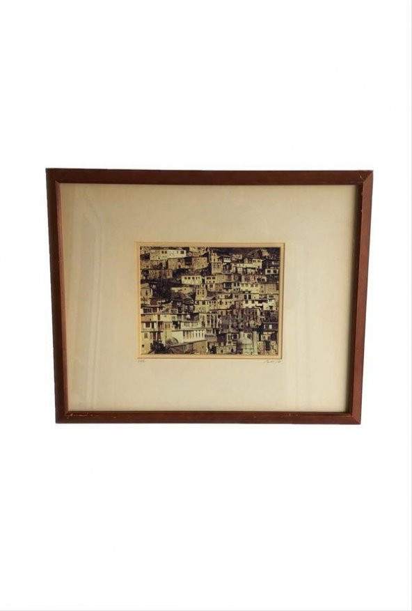 İran Masuleh Köyü Sepya Çekim Çerçeveli Fotoğraf 45x55cm ürün görseli 1