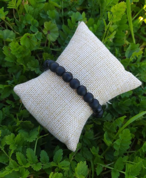 Bileklik Oniks Mat Doğal Taş Çakra Elastik Bileklik Unisex Yoga Enerji Bilezik ürün görseli 1