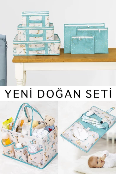 Baby Yeni Doğan Seti - Bavul Organizer , Bakım ve Alt Bakım Çantası Mavi ürün görseli 1